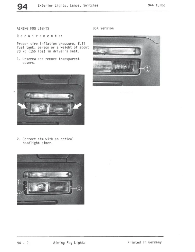 Porsche 944 Turbo electrical systems and chassis repair manual