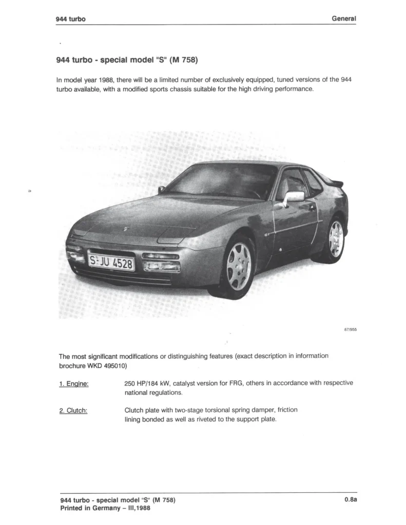 Porsche 944 Turbo factory workshop manual
