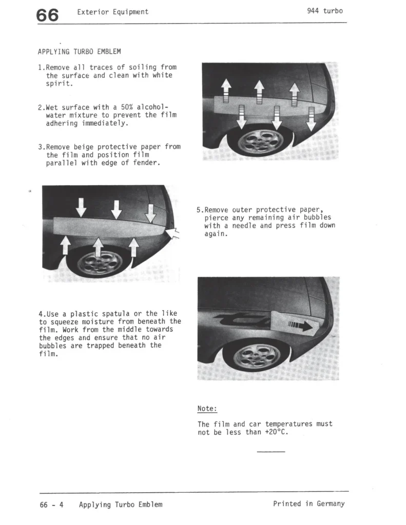 Porsche 944 Turbo repair instructions manual
