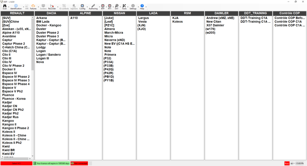 DDT2000 Renault Nissan Diagnostic Software