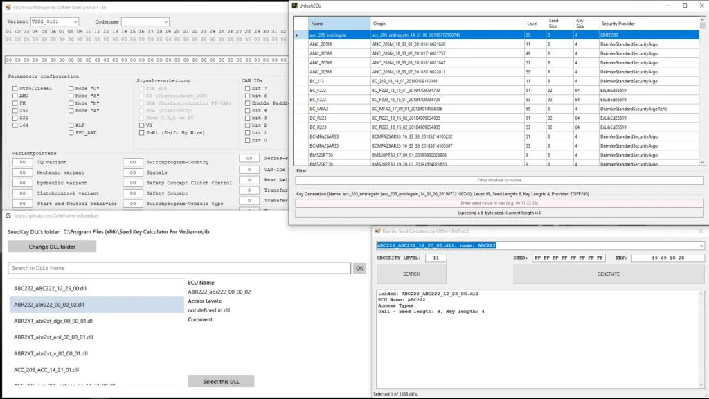 Mercedes ECU Unlock SeedKey Calculator VGSNA Manager
