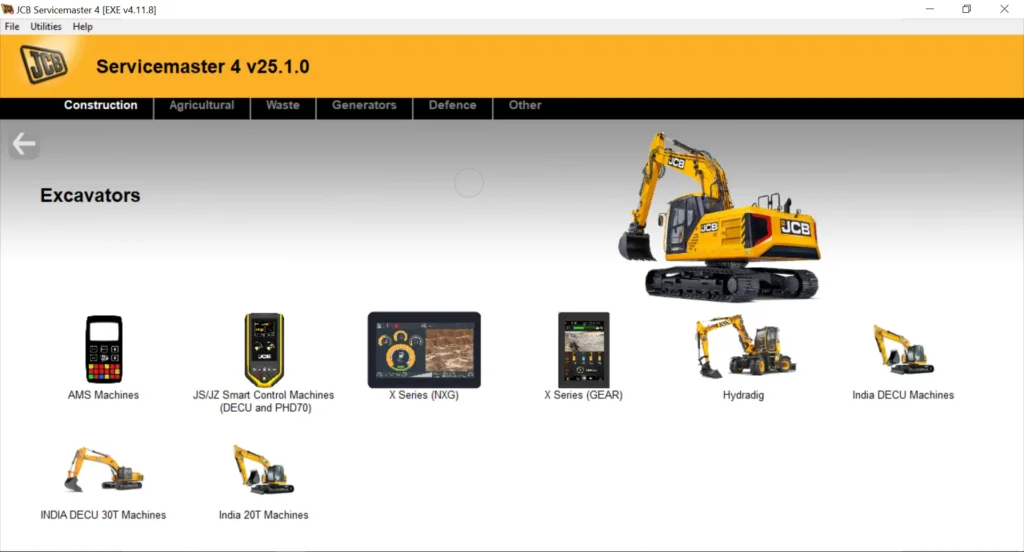 JCB ServiceMaster 4 construction machinery diagnostics
