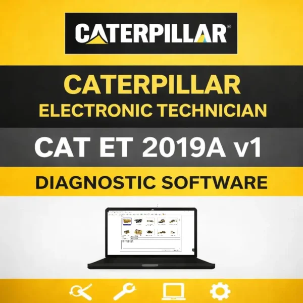 Caterpillar CAT ET 2019A v1 diagnostic software packaging showcasing ECM service and engine troubleshooting tool