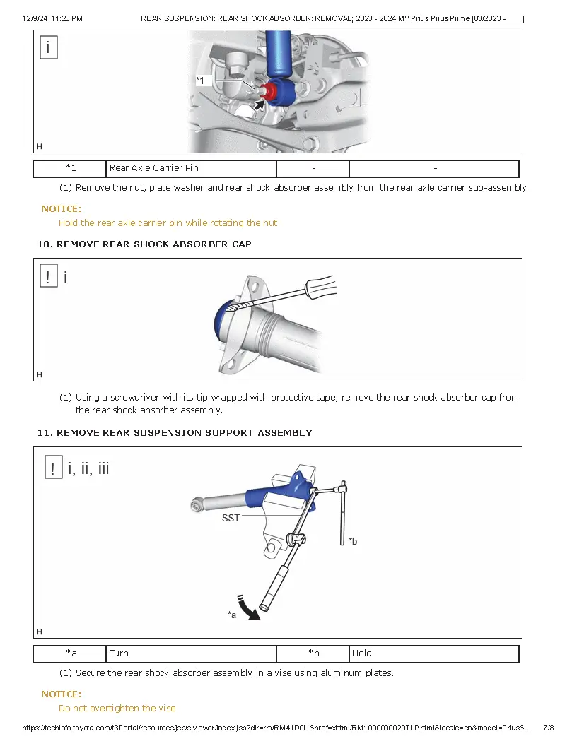 Toyota Prius Prius Prime 2023–2024 Workshop Service Repair Manual - REAR SUSPENSION REAR SHOCK ABSORBER REMOVAL