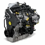 3D rendered 2.0 TDI CR diesel engine on white background with visible wiring, hoses, and accessory drive components